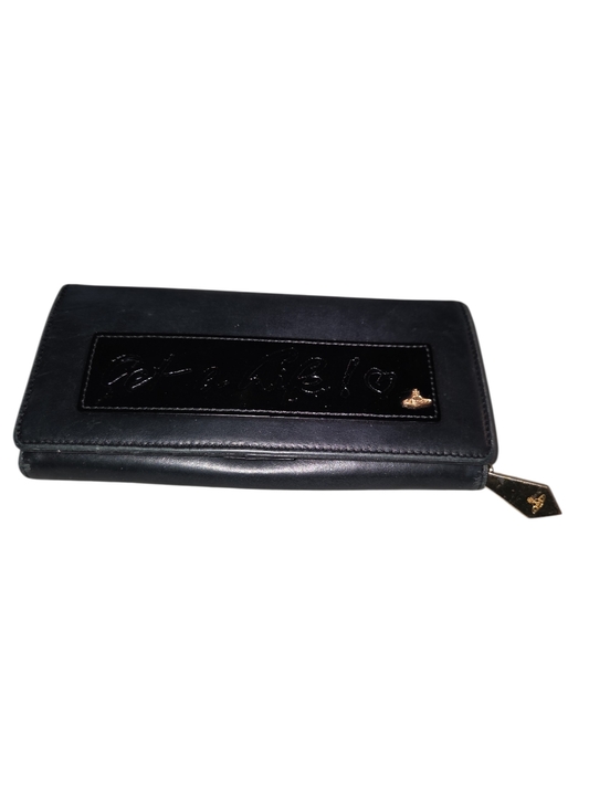 Vivienne Westwood Handbags - Vivienne Westwood Black Leather Get A Iife Long Wallet with Gold Orb Accent